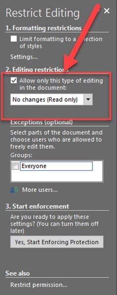 محدود کردن ویرایش و اصلاح بخشی از فایل ورد برای کاربران