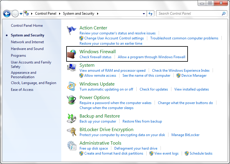 تنظیمات فایروال در ویندوز 7